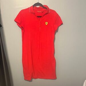 Ferrari Red Polo Mini Dress with Shield Patch